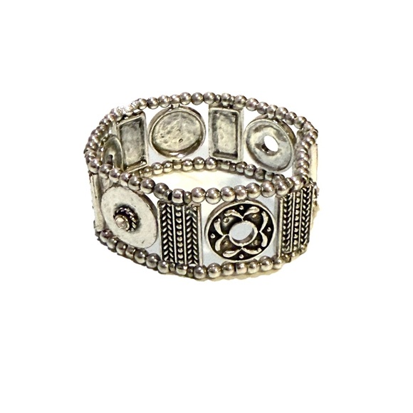 Chico's Silver Tone Geometric Stretch Bracelet NWT - Picture 2 of 7